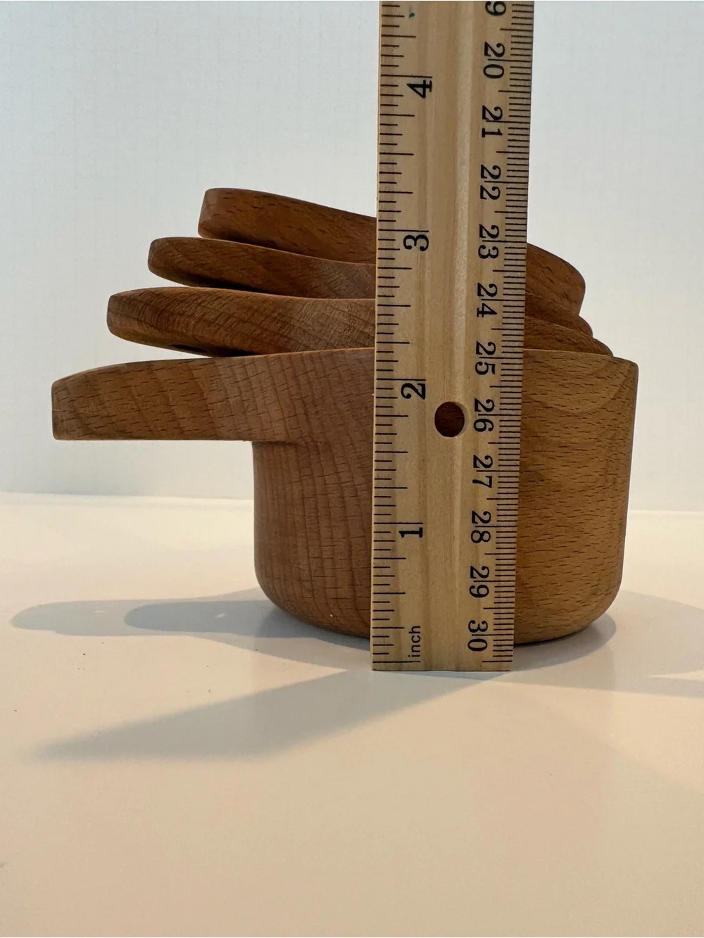 Wood Measuring Cups Set of 4 Nesting Stackable Rustic